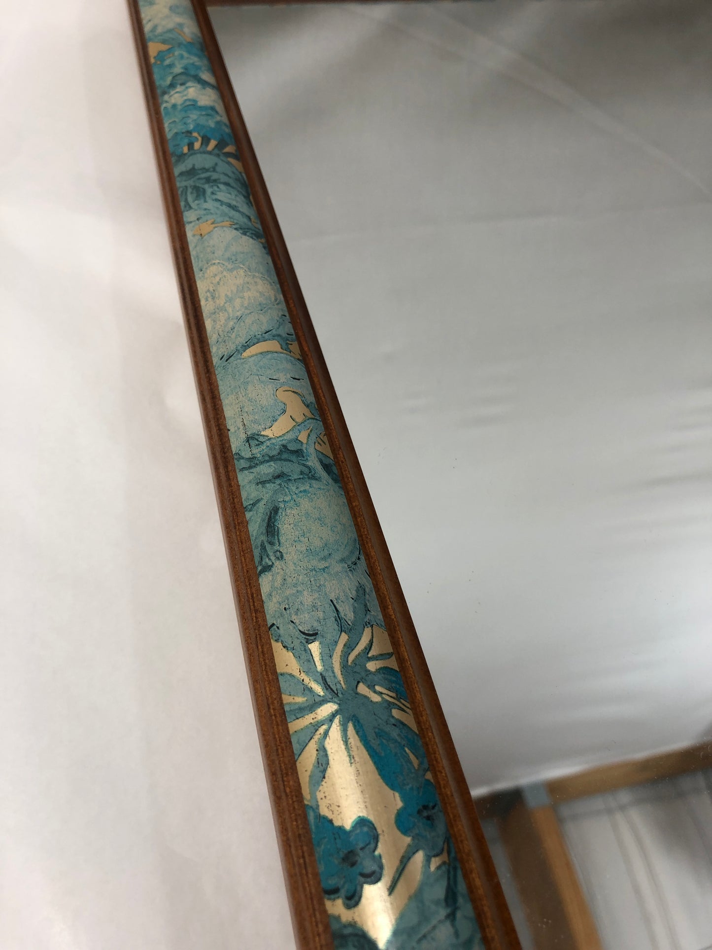 Gorgeous Aqua Floral Framed Mirror (20251)