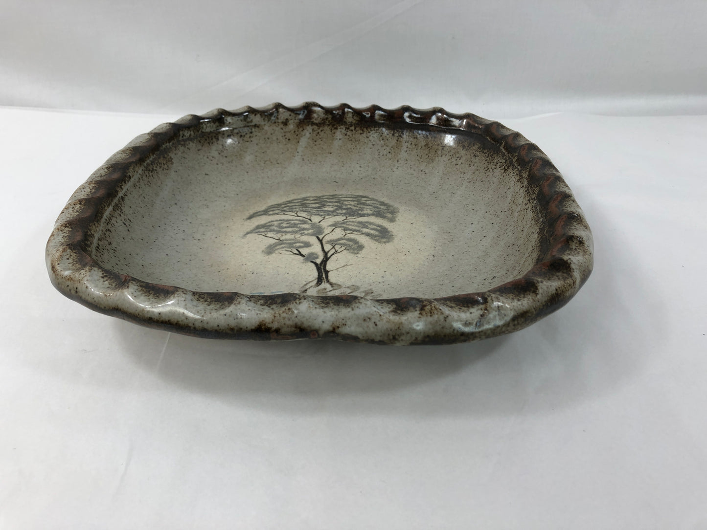 Large Pottery Dish with Tree Design (18794)