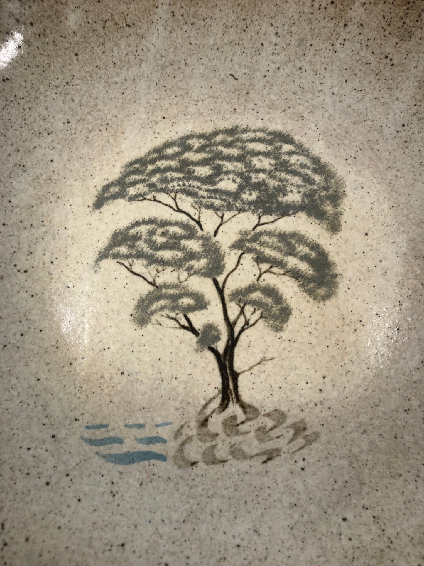 Large Pottery Dish with Tree Design (18794)