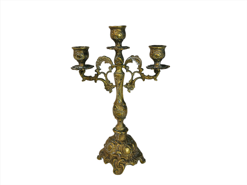 Antique Solid Brass Candlestick Holder (17382)