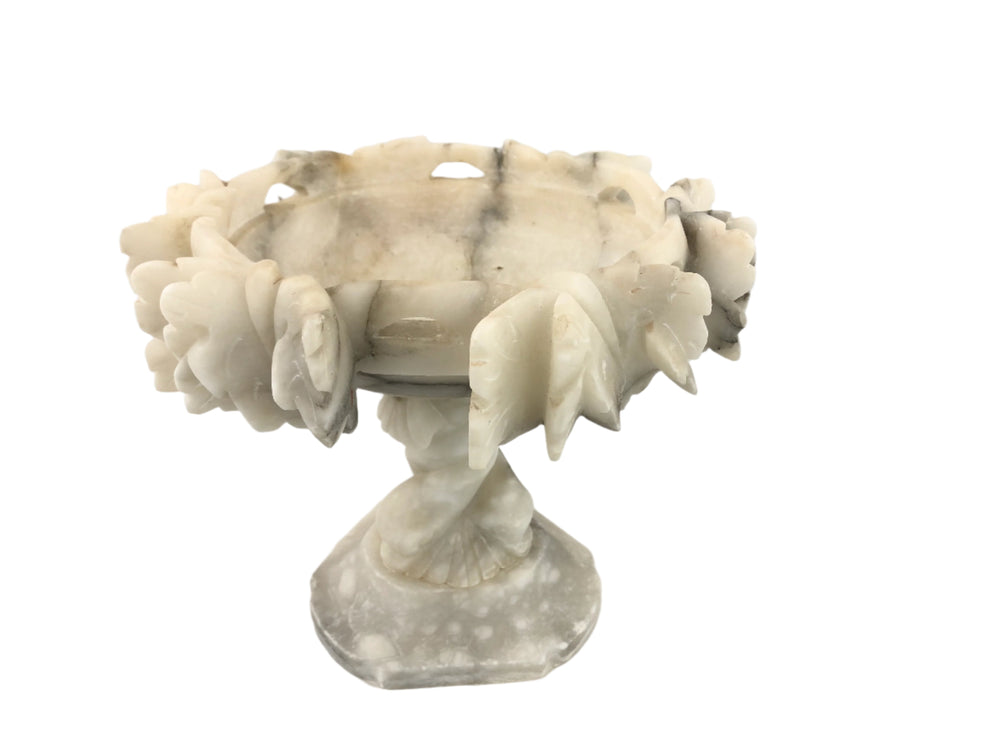 Vintage Alabaster Carved Tazza Compote (18725)