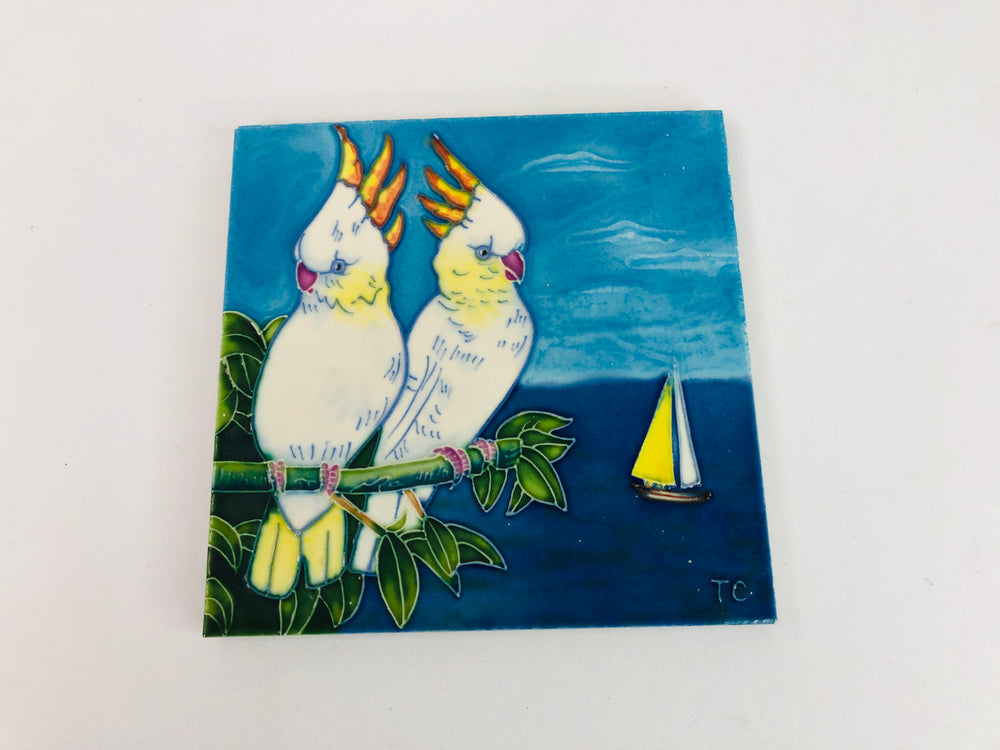 Hand Crafted Tile - Parrots Designer -TC (18262)