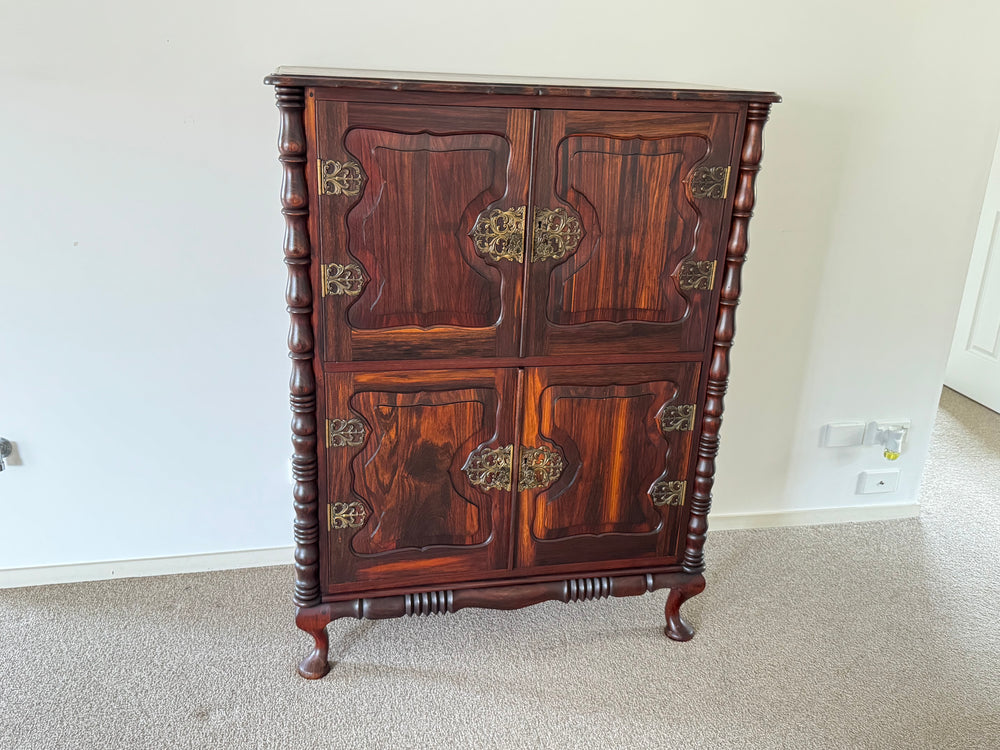 Stunning  Black Teak or Black Stinkwood  4 Door Cabinet (21796)