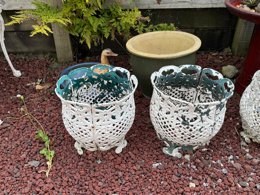 Cast Aluminium Pot Plant Holders x 2 (21834)