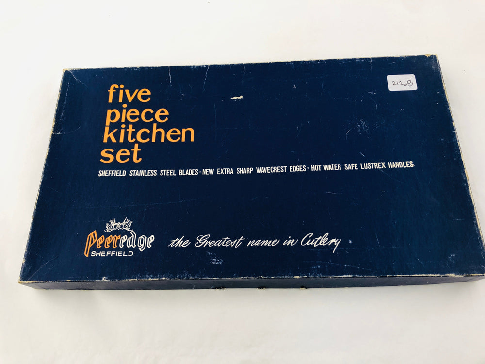 
                  
                    Vintage Five Piece Kitchen Set Peeredge Knives(21268)
                  
                