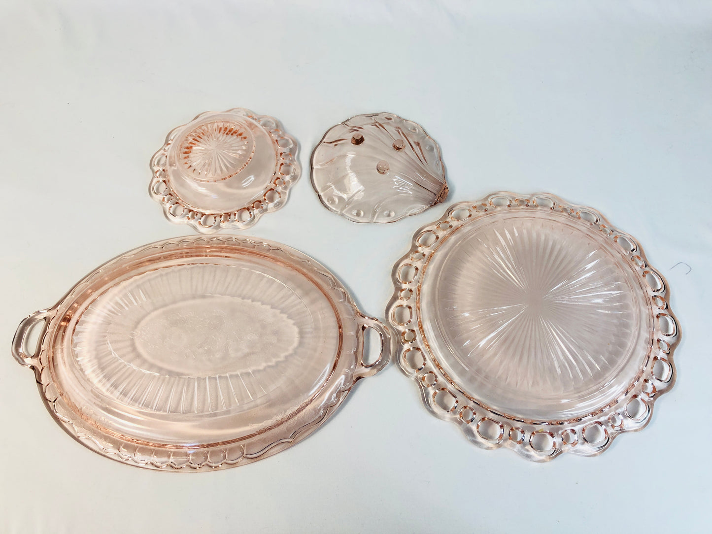 
                  
                    Pink Depression Glass Serving Dishes (18142)
                  
                