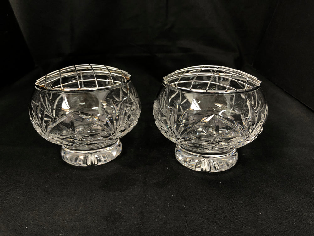 Crystal Posy Bowl's with Wire Frog - Matching (20066)