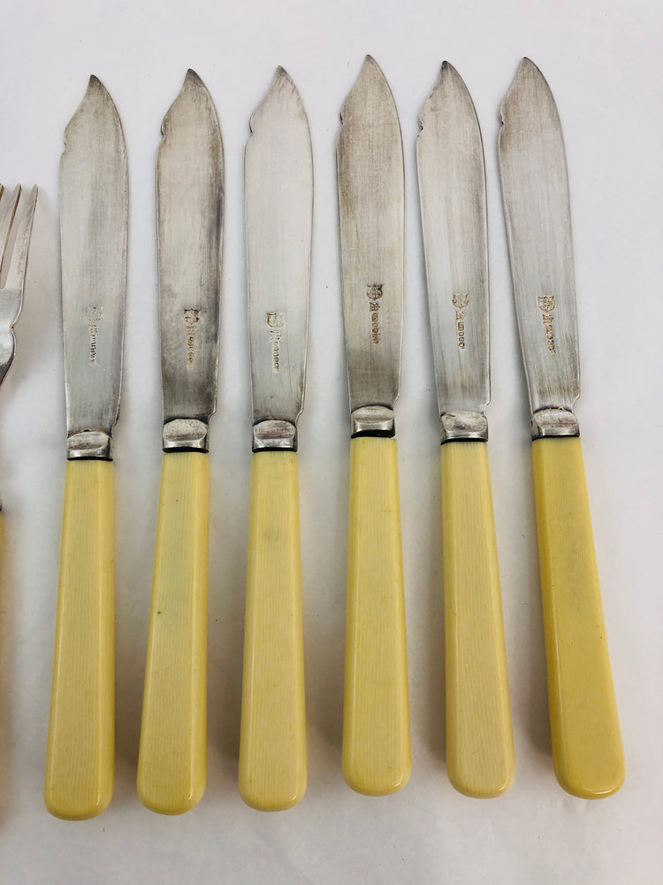 
                  
                    B & JS LTD - Silver Plate Bone Handle Fish Knives & Forks (21309)
                  
                