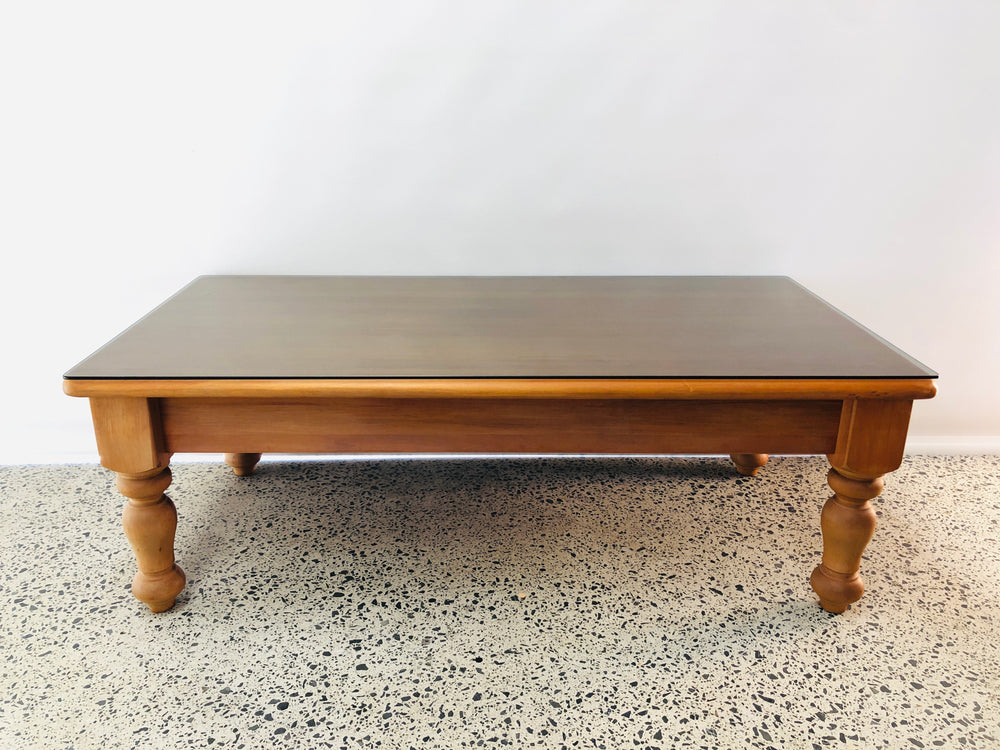 Rimu Coffee Table with Glass with Smoked Glass Top (21512)