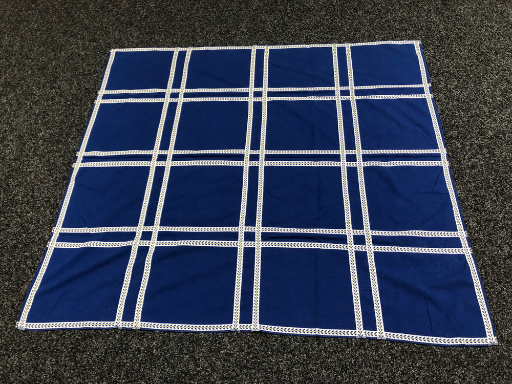 
                  
                    Dark Blue Linen Tablecloth with Stitched Squares (21410)
                  
                