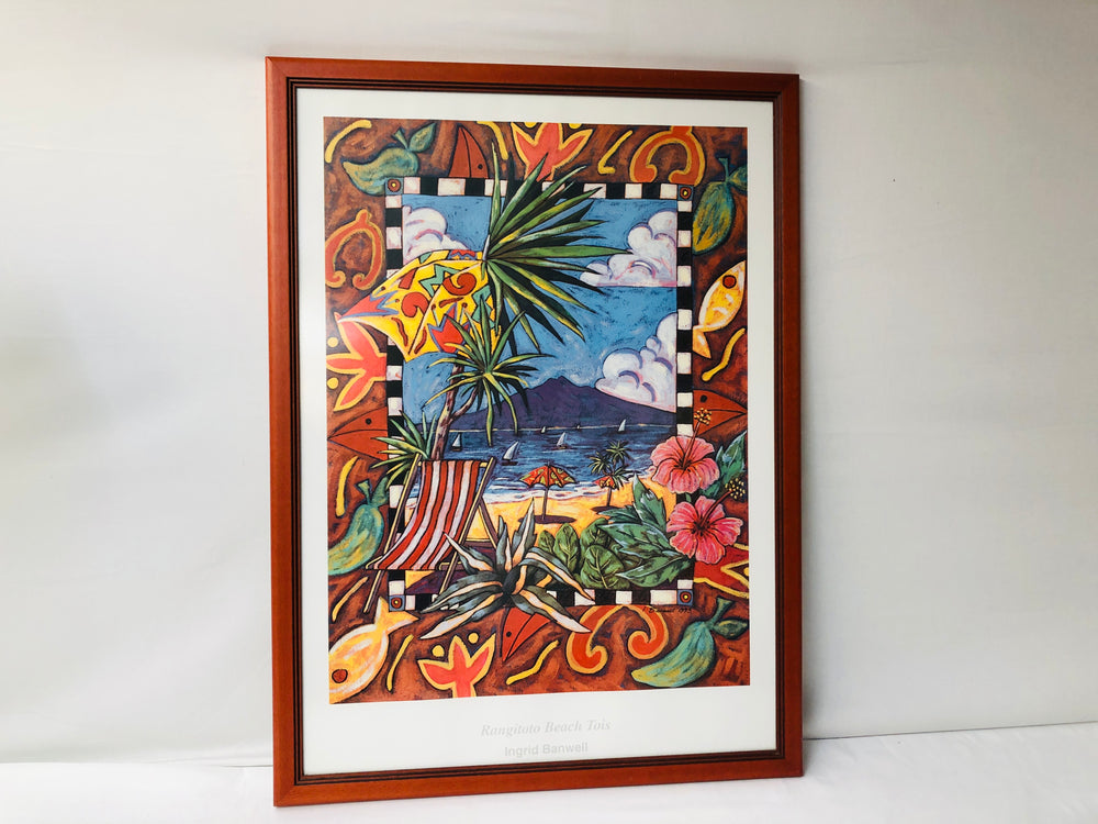 Large - Ingrid Banwell Framed Print - Rangitoto Beach Tois (18290)