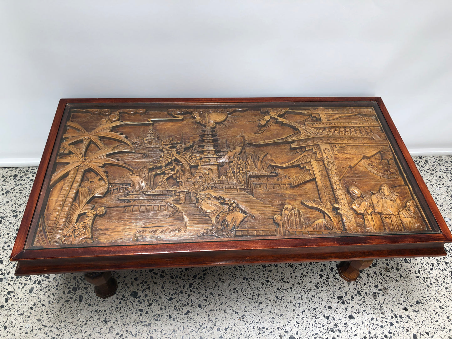 
                  
                    Oriental Carved Table with Glass Top (20137)
                  
                