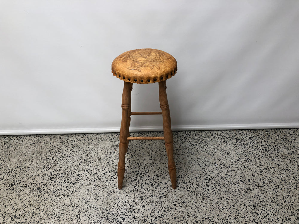 
                  
                    Single Stool with Leather Hand Tooled Seat Top (17565)
                  
                
