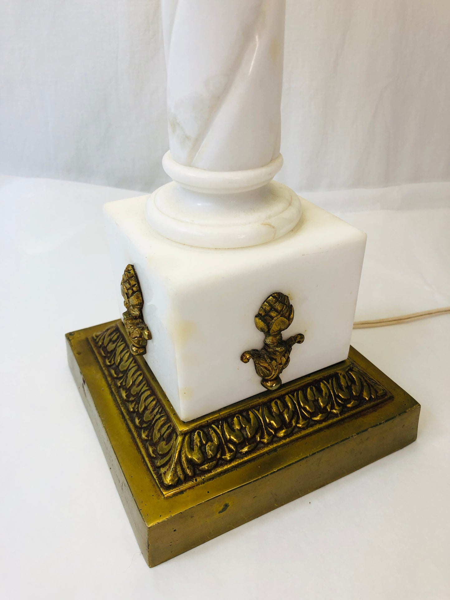 
                  
                    Vintage Alabaster Table Lamp with Brass Base (21787)
                  
                