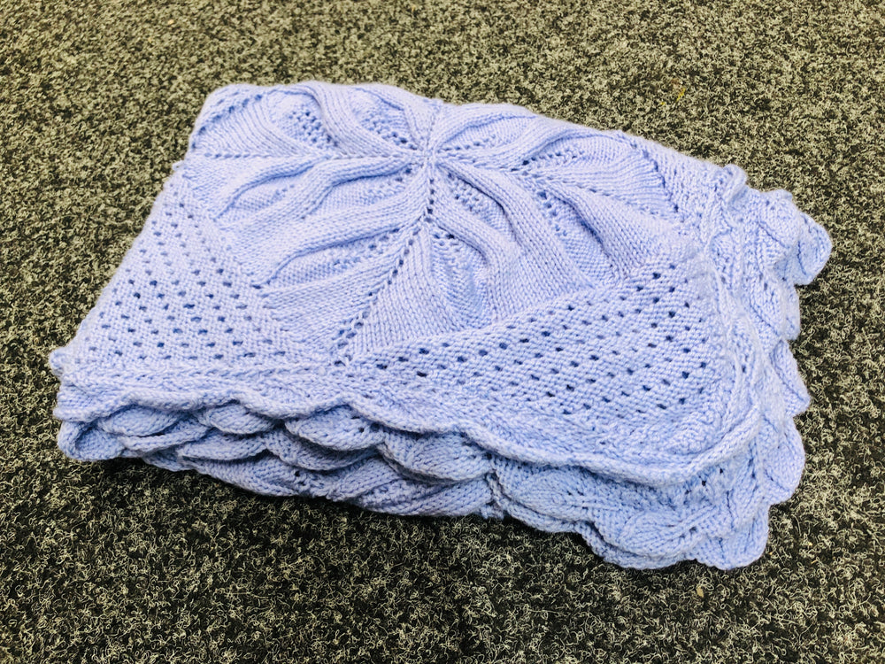 Hand Knitted Wool Mix Bassinet Blanket (21045)