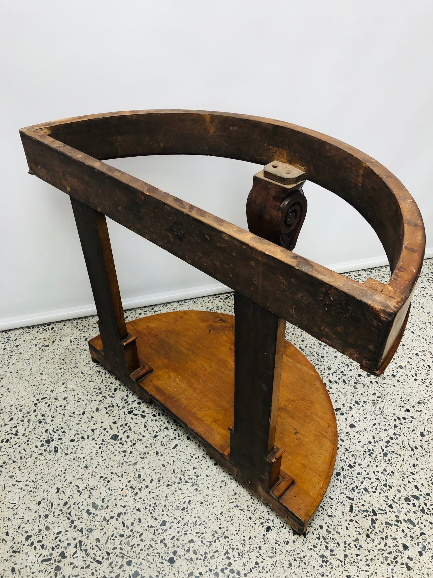 
                  
                    Walnut Burr and Marble Half Round Hall Table (21778)
                  
                