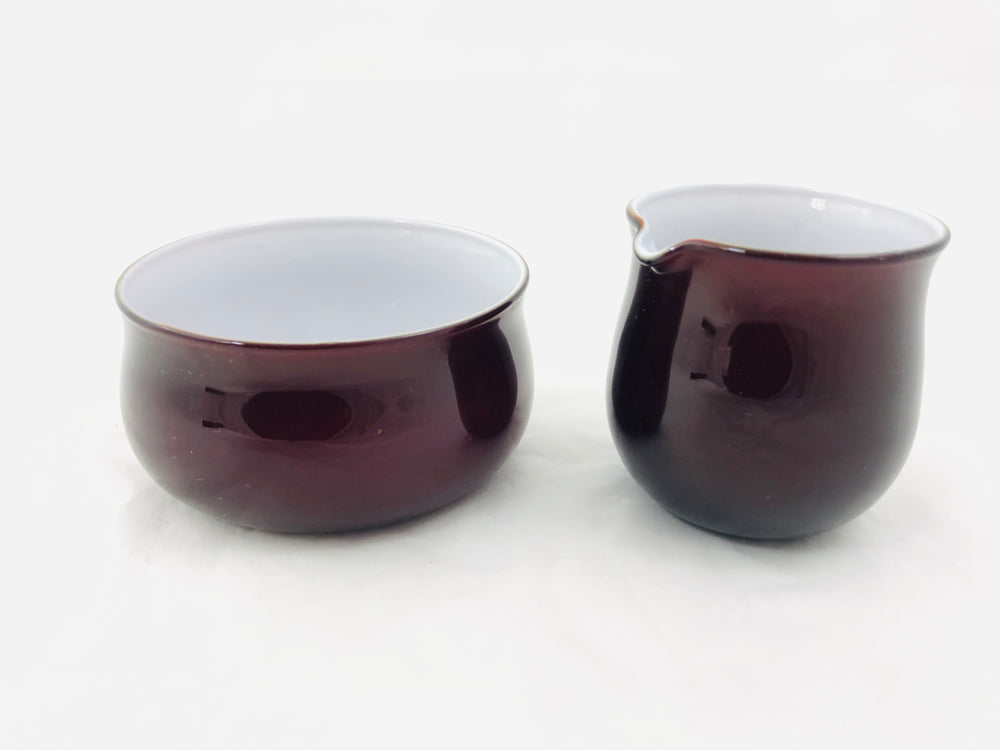 Glass Two Tone Sugar bowl & Creamer (21555)