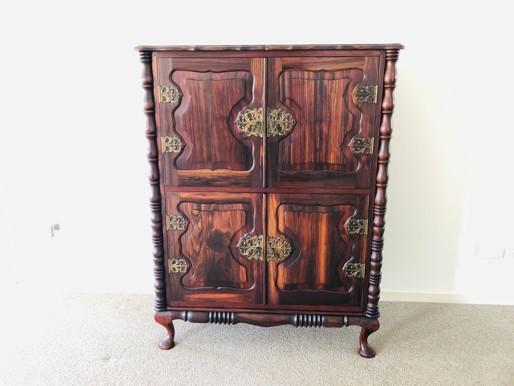 Stunning  Black Teak 4 Door Cabinet (21796)