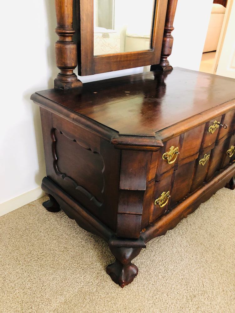 
                  
                    Black Teak or Black Stinkwood Low Dresser with Cheval Mirror (21804)
                  
                