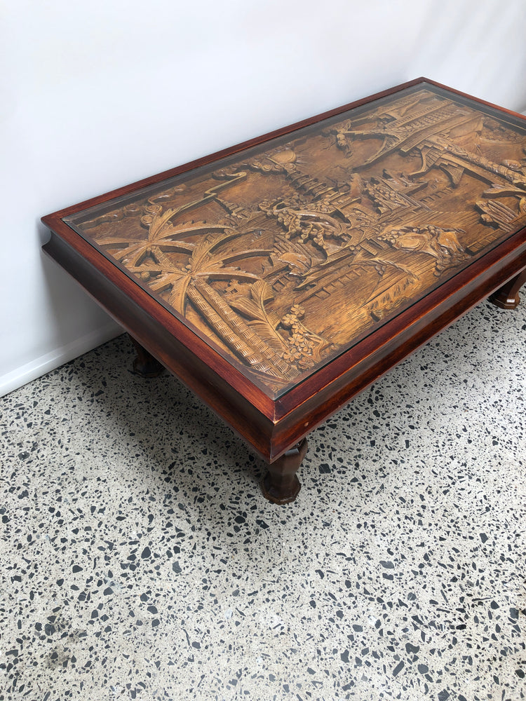 
                  
                    Oriental Carved Table with Glass Top (20137)
                  
                