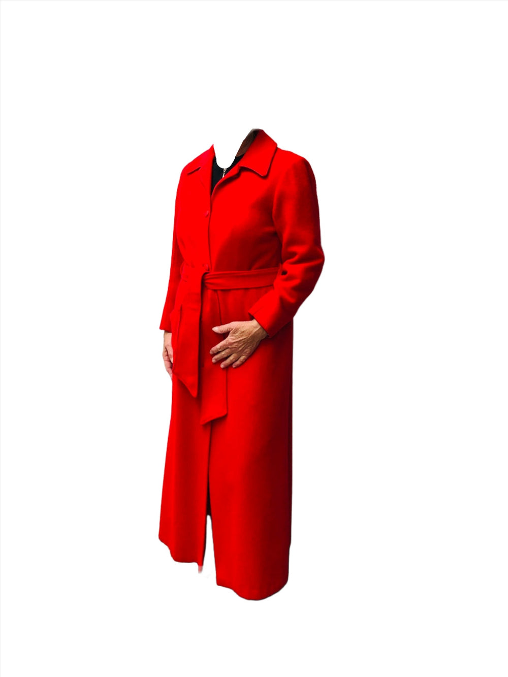 Gorgeous Full Length Wool Red Coat - Size SW - 12 (17419)