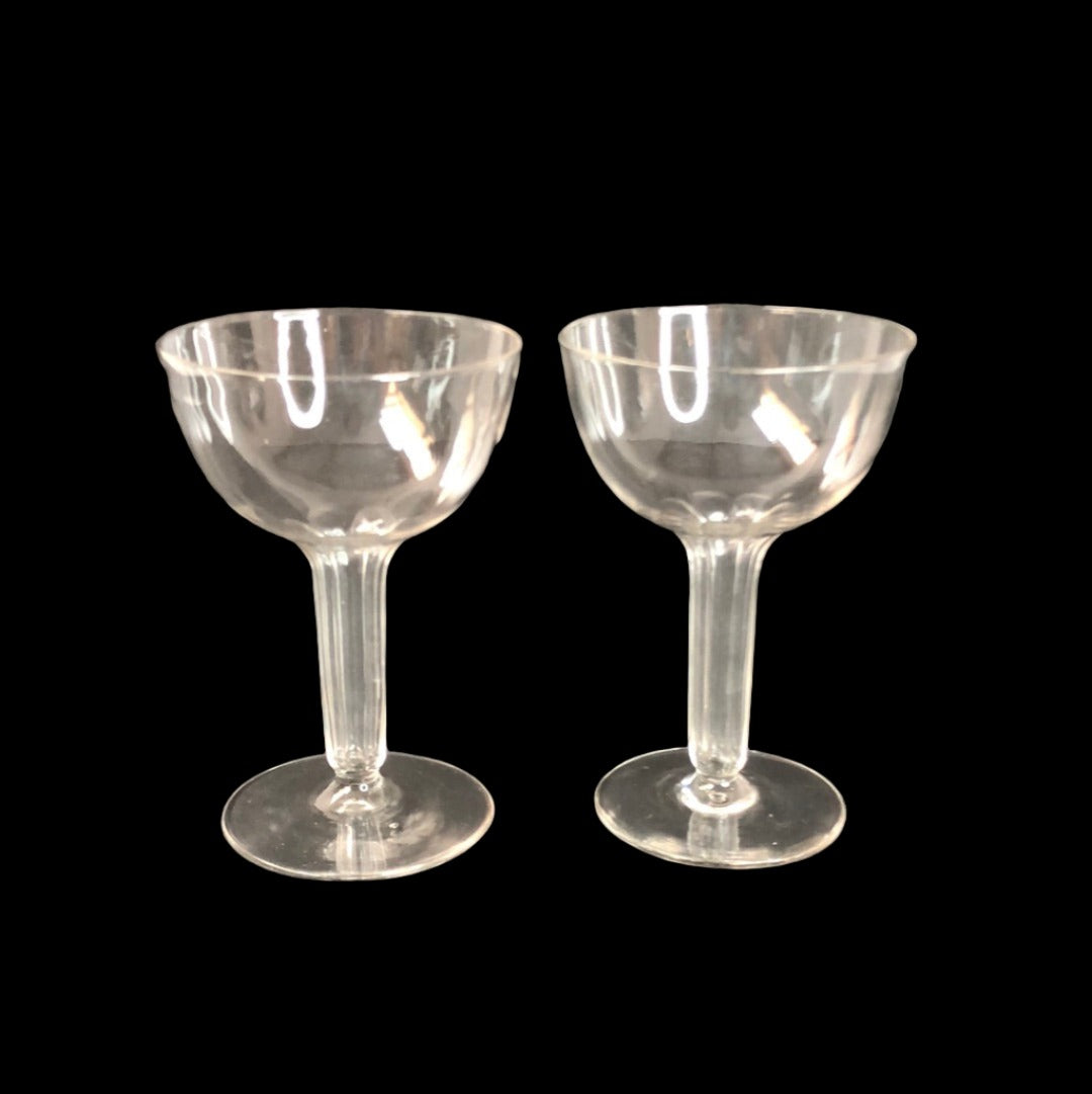 
                  
                    Pair of Crystal Champagne Coups with Hollow Stems (17438)
                  
                