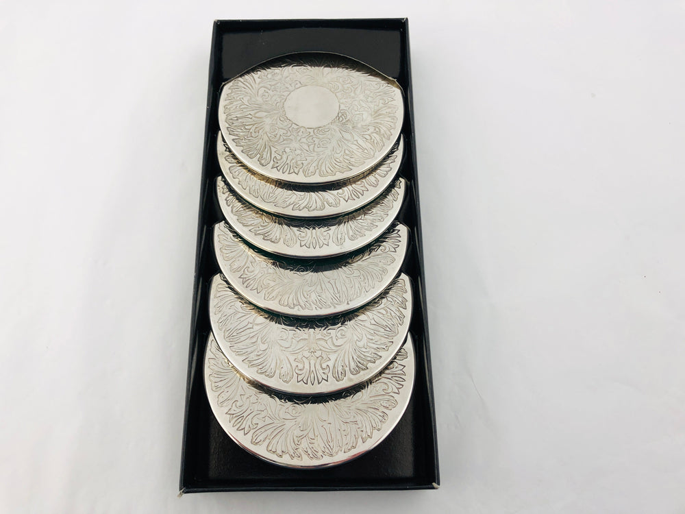 Boxed Silver Plated 6 Piece Coaster Set (21265)