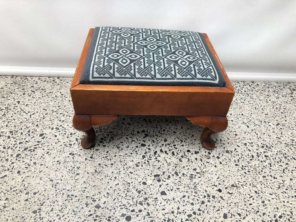 Foot Stool - Blue Fabric Top (20216)