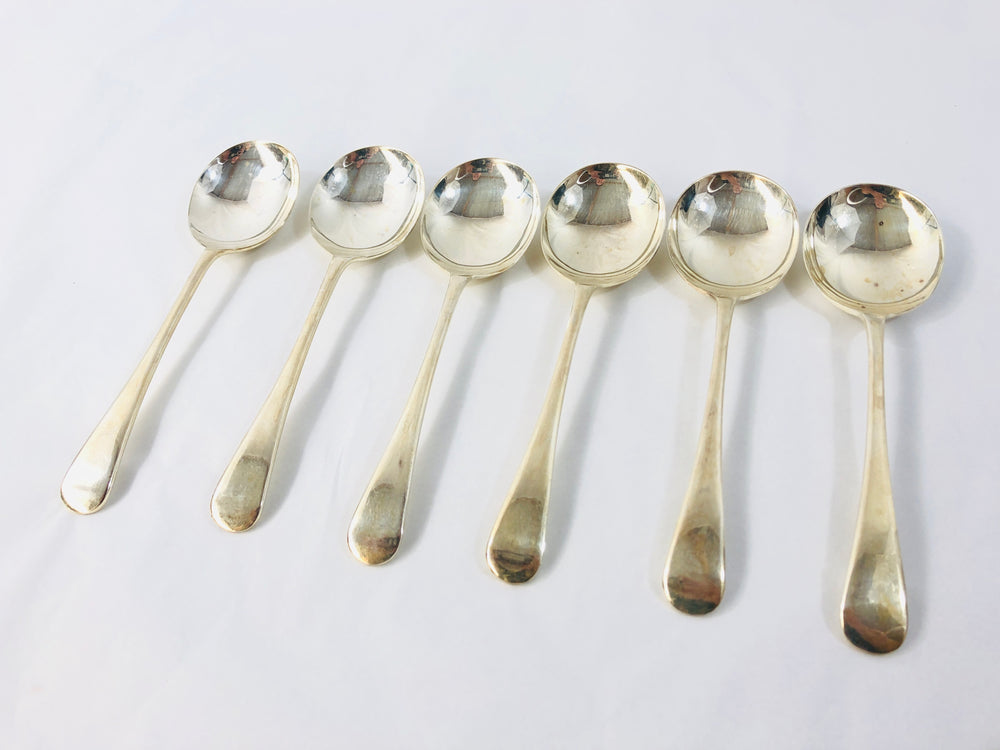EPNS Silver B & J.S LTD Soupspoons x 6 (21947)