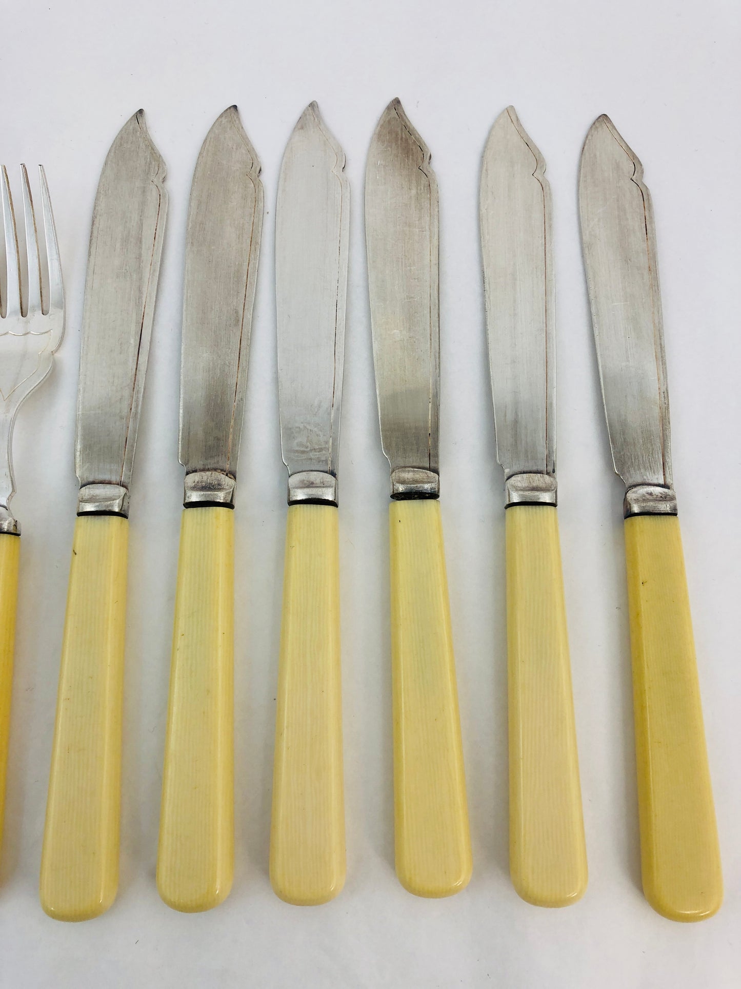
                  
                    B & JS LTD - Silver Plate Bone Handle Fish Knives & Forks (21309)
                  
                