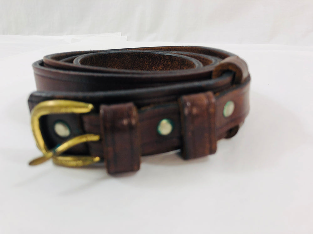 Leather Western Belt, Overlay Buckle- Brown (21687)