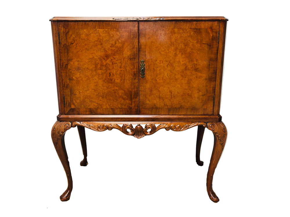 Antique Style Burr Walnut Drink Cabinet (21777)