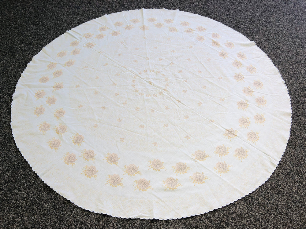 Round Soft Blue Tablecloth with Hydrangea (21660)