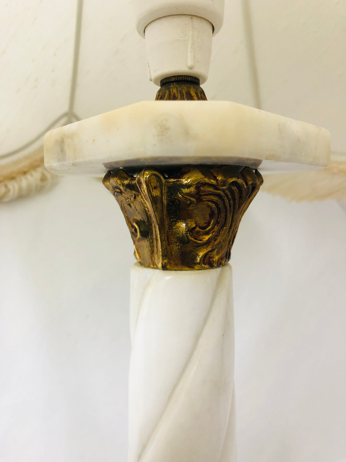 
                  
                    Vintage Alabaster Table Lamp with Brass Base (21787)
                  
                