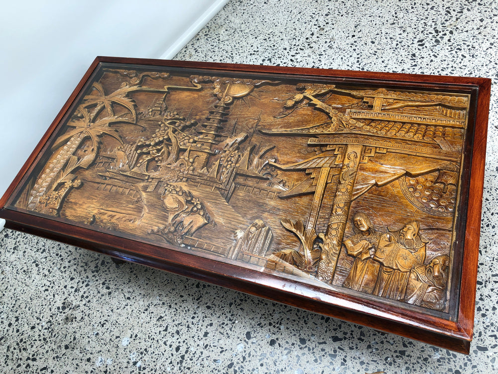 
                  
                    Oriental Carved Table with Glass Top (20137)
                  
                