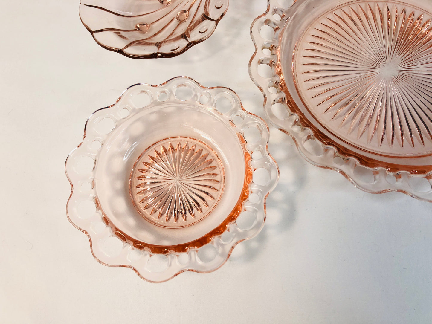 
                  
                    Pink Depression Glass Serving Dishes (18142)
                  
                