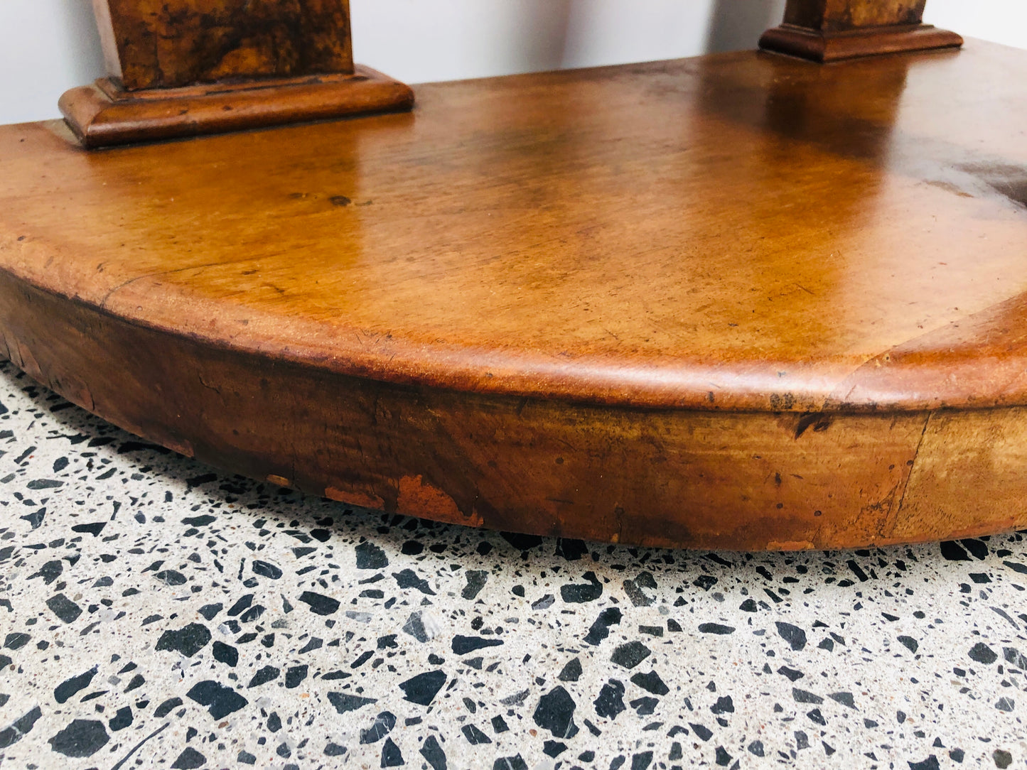 
                  
                    Walnut Burr and Marble Half Round Hall Table (21778)
                  
                