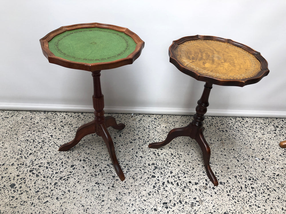Small Round Leather Top Side Tables (20532)