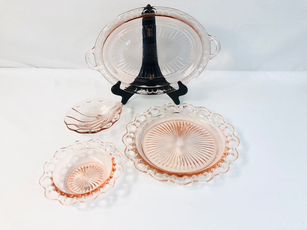 Pink Depression Glass Serving Dishes (18142)