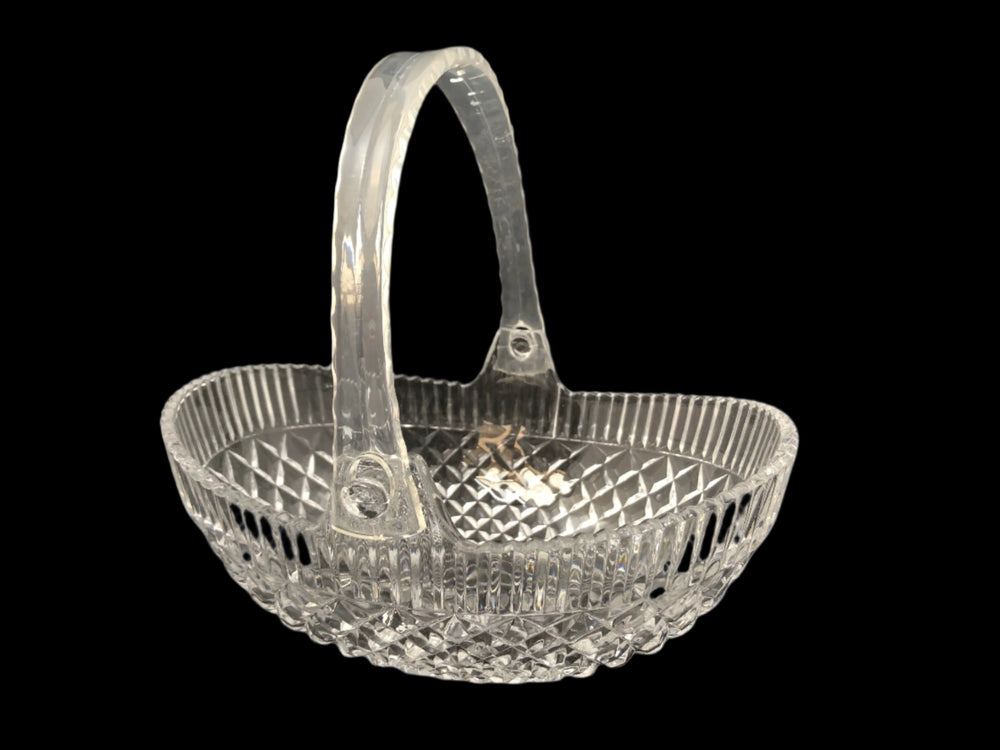 Vintage Glass Basket with Handle (19071)