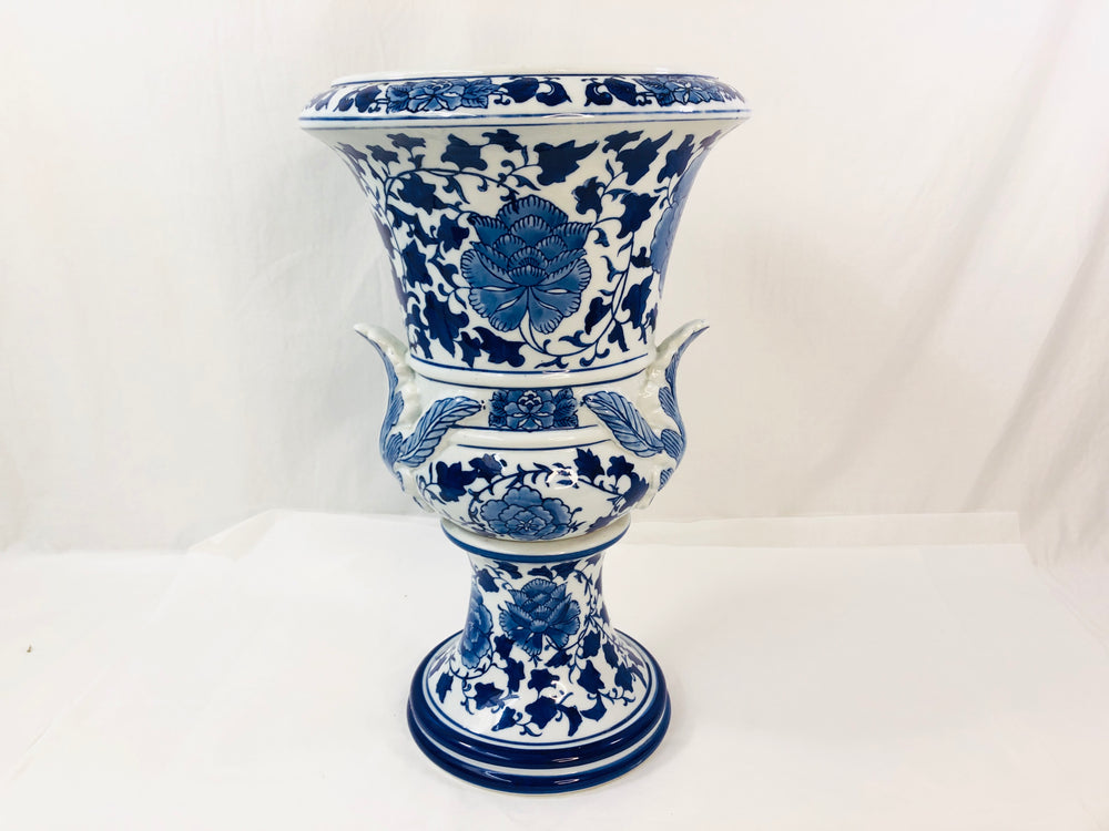 Blue & White Ceramic Plant Urn (21786)