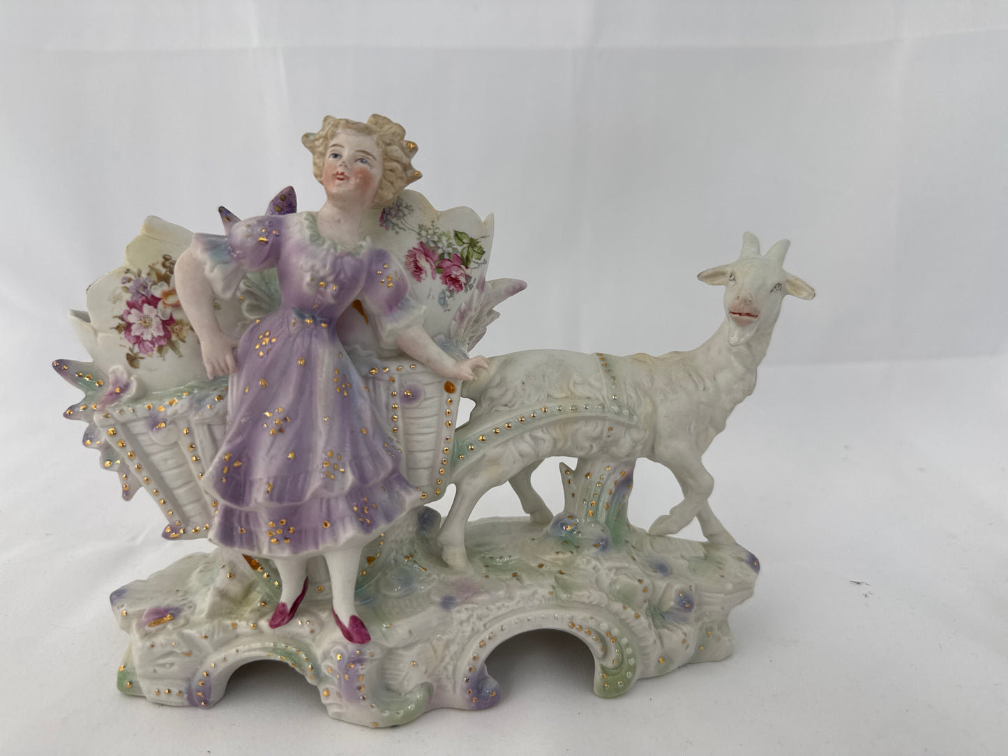 
                  
                    Antique Pair German Bisque Porcelain Boy and Girl with Goat Drawn Carriage (20431)
                  
                