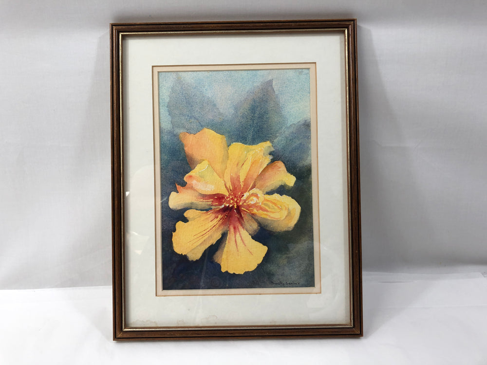 Orange Hibiscus by Dorothy Garlick Framed Watercolour  (20242)