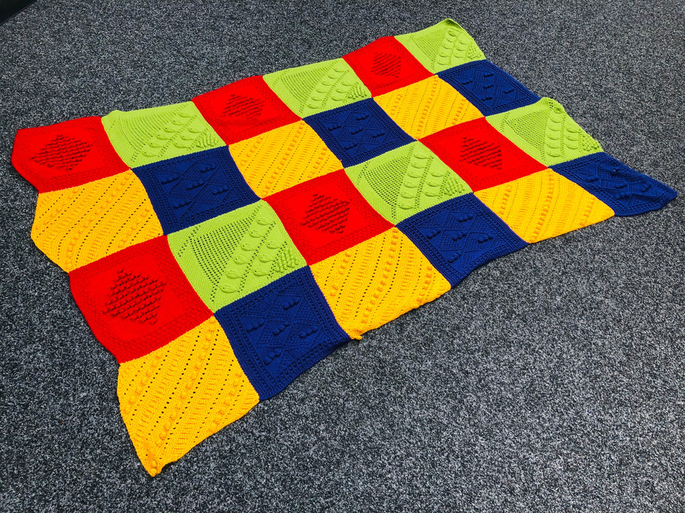 Hand Knitted Vibrant Blanket- Single Blanket/Throw (20808)