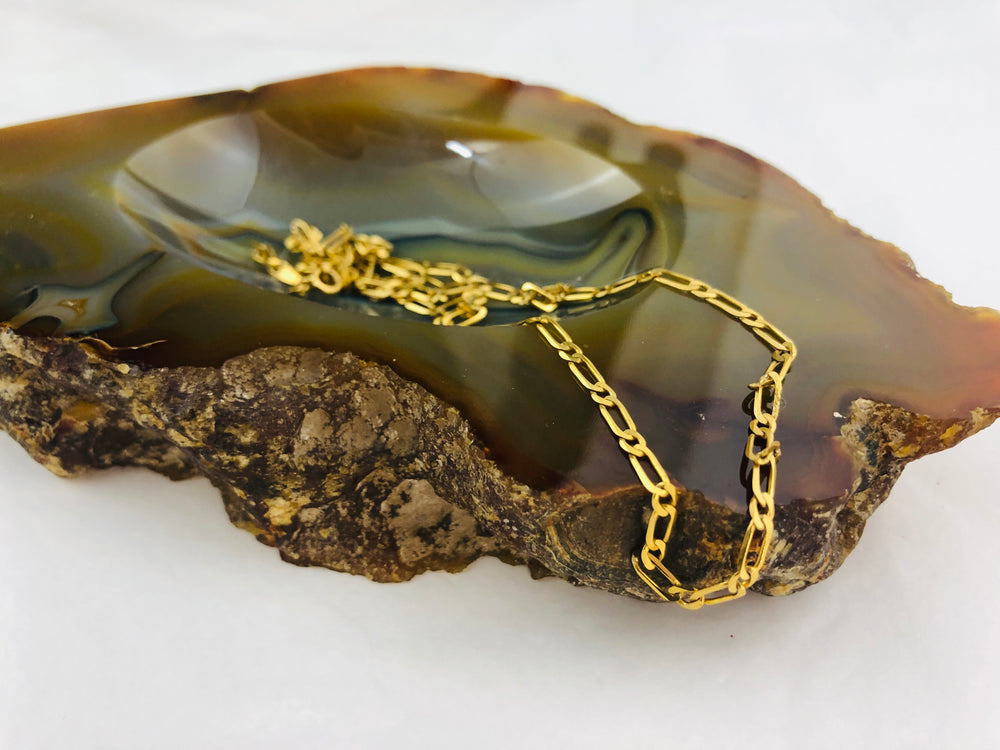 Gold Flat Link Chain Necklace 375 (21596)