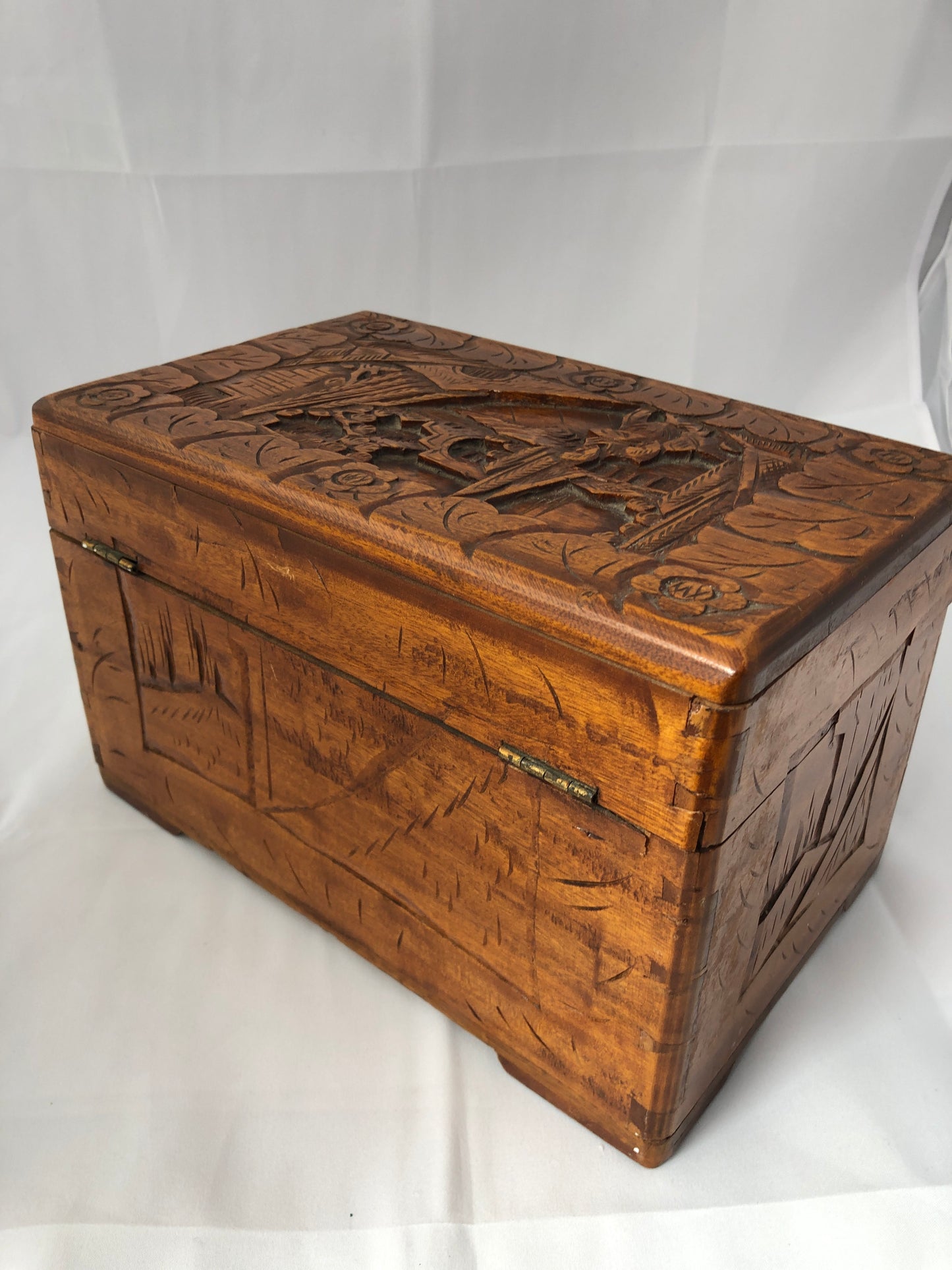 
                  
                    Vintage Carved Wood Jewellery Box (20236)
                  
                