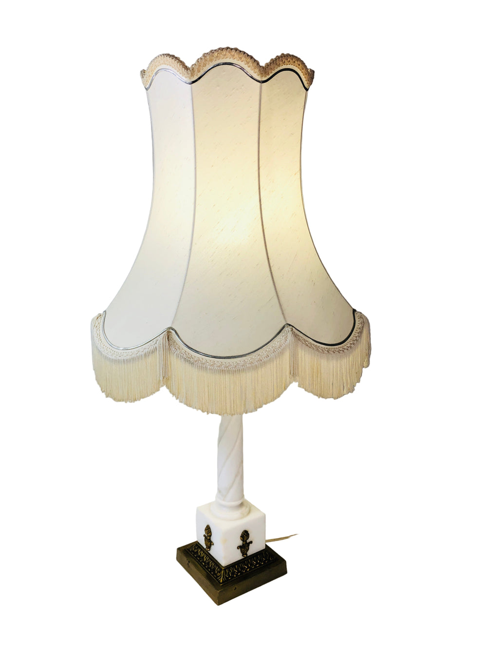 Vintage Alabaster Table Lamp with Brass Base (21787)