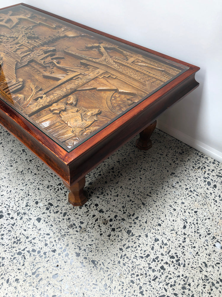 
                  
                    Oriental Carved Table with Glass Top (20137)
                  
                