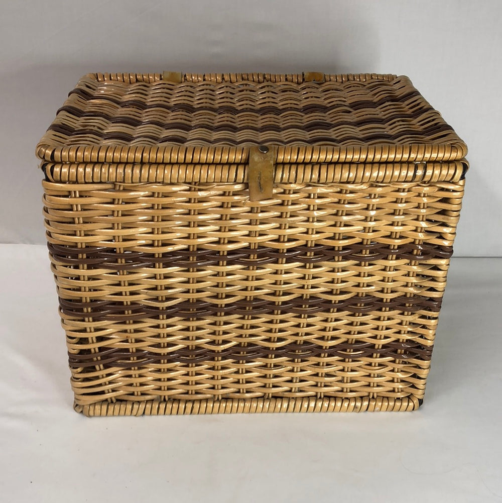 Retro Plastic Coated Cane Lidded Box (17212)