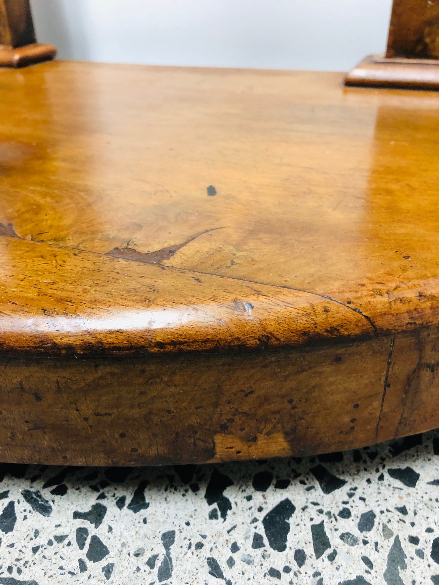 
                  
                    Walnut Burr and Marble Half Round Hall Table (21778)
                  
                